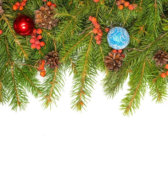 Fundo Natal Com Bolas Decorações Isoladas Fundo Branco — Fotografia de Stock