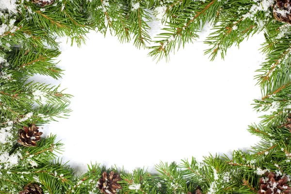 Kerst Achtergrond Met Sneeuw Kegels Geïsoleerd Wit — Stockfoto