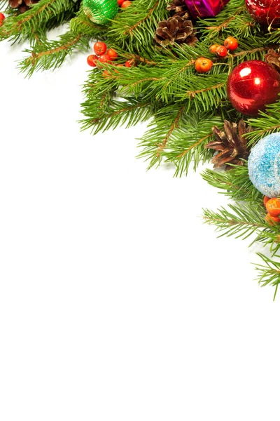 Karácsonyi Háttér Labdák Dekorációk Elszigetelt Fehér Háttér — Stock Fotó
