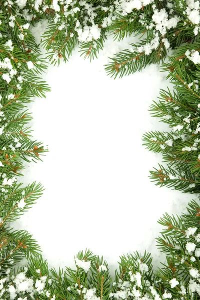 Beyaz Arka Plan Üzerinde Izole Kar Ile Noel Çerçeve — Stok fotoğraf