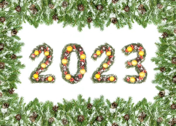 Struttura Dell Albero Natale 2023 Numero Fatto Rami Albero Natale — Foto Stock