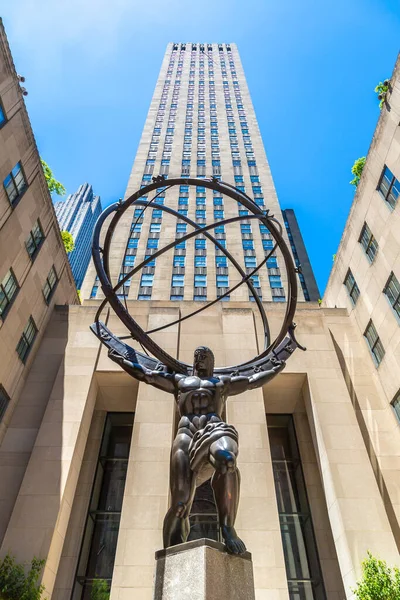 Nova Cidade Iorque Eua Março 2020 Estátua Atlas Rockefeller Center — Fotografia de Stock
