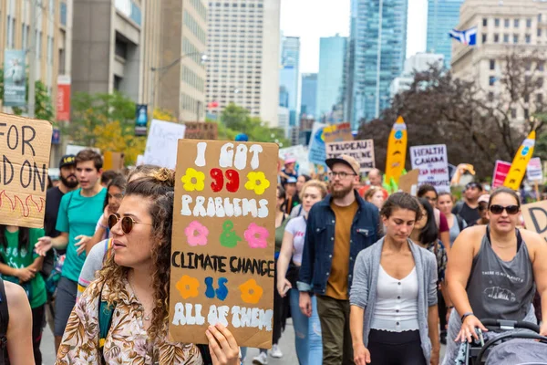 Toronto Canada Σεπτεμβριου 2019 Παγκόσμια Απεργία Για Κλίμα Και Πορεία — Φωτογραφία Αρχείου