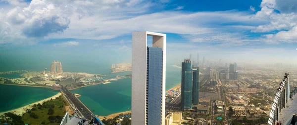 stock image ABU DHABI, UNITED ARAB EMIRATES - JANUARY 31, 2020: Panoramic aerial view of Abu Dhabi skyscrapers in a summer day, United Arab Emirates