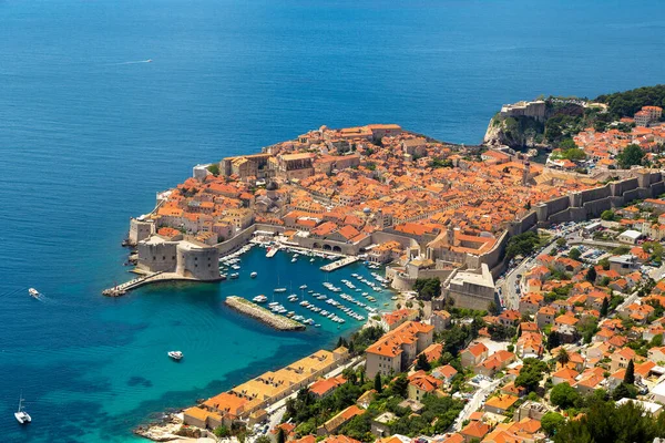 Antennen Gamla Staden Dubrovnik Vacker Sommardag Kroatien — Stockfoto