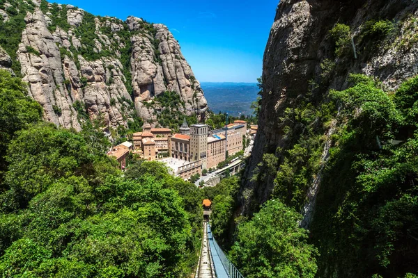 Montserrat Funicular Railway Beautiful Summer Day Catalunha Espanha — Fotografia de Stock