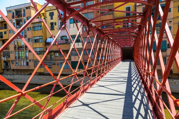 Κόκκινη Σιδερένια Γέφυρα Γέφυρα Του Άιφελ Στη Girona Μια Όμορφη — Φωτογραφία Αρχείου
