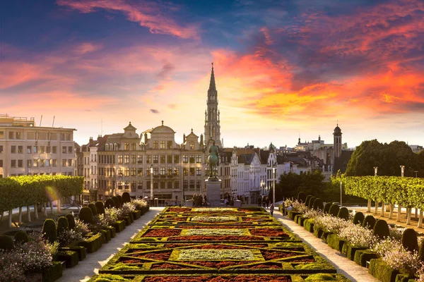 Stadsbilden Bryssel Vacker Sommarnatt Belgien — Stockfoto