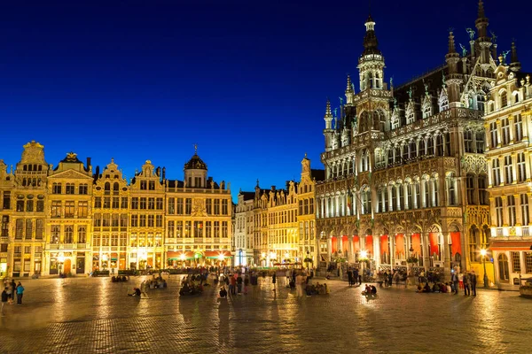 Grand Place Bryssel Vacker Sommar Nigth Belgien — Stockfoto