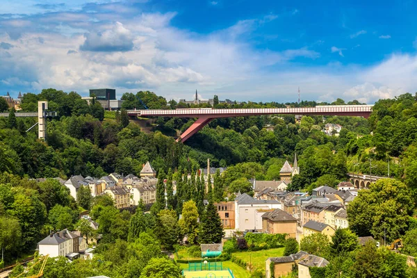 Modern Red Bridge Luxembourg Beautiful Summer Day Luxembourg — Stock Photo, Image