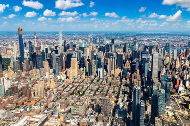 New York City, New York, ABD 'de Manhattan' ın panoramik hava manzarası