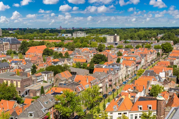 Panorama Flygfoto Över Delft Vacker Sommardag Nederländerna — Stockfoto
