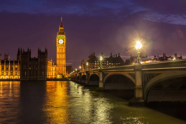 Big Ben Houses Parliament Westminster Bridge London Beautiful Summer Night — Fotografia de Stock