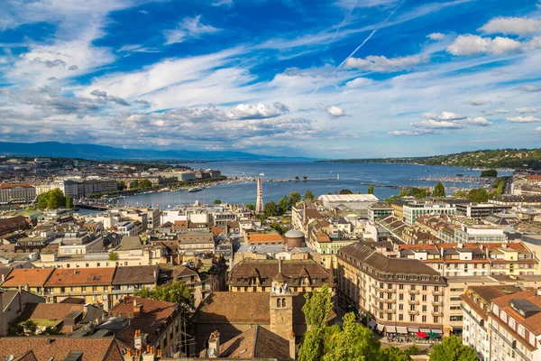 Panoramiczne Ptaka Piękny Letni Dzień Szwajcaria Genewa — Zdjęcie stockowe