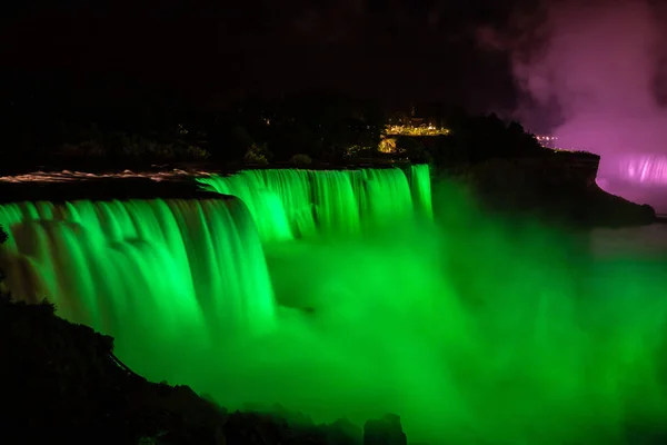 Nachtansicht Amerikanischer Wasserfälle Niagarafall Usa Von Der Amerikanischen Seite — Stockfoto