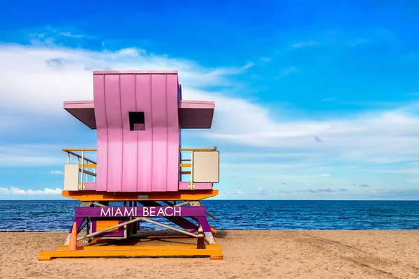 Lifeguard Tower South Beach Miami Beach Sunny Day Florida — Stock Photo, Image
