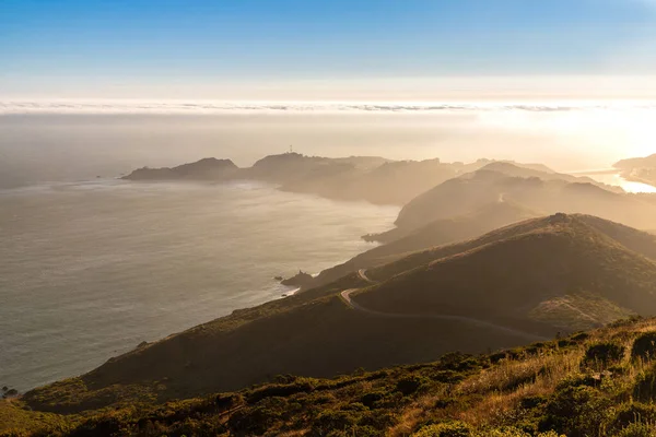 View California Point Bonita Lighthouse Marin Headlands Sunset San Francisco — Stock Photo, Image