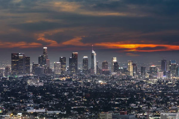 stock image Panoramic aerial view of Los Angeles at night, California, USA