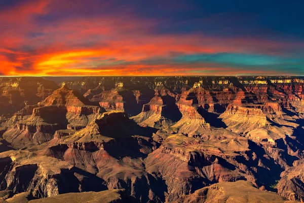 Grand Canyon National Park Incrível Pôr Sol Dramático Arizona Eua — Fotografia de Stock