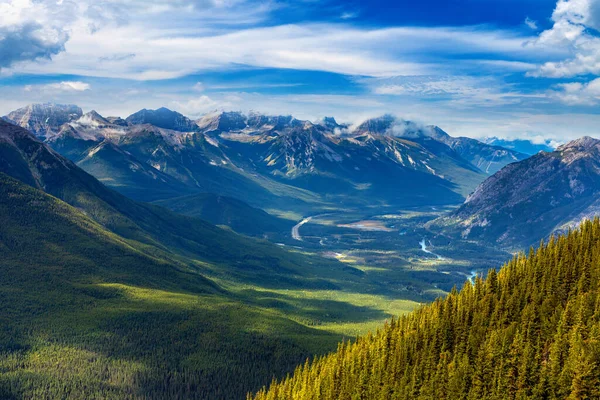 Panoramic Aerial View Bow Valley Banff National Park Canadian Rockies — Stock Photo, Image