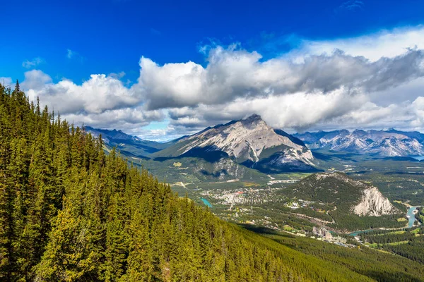 Panoramisch Uitzicht Stad Banff Bow Valley Banff National Park Canadese — Stockfoto