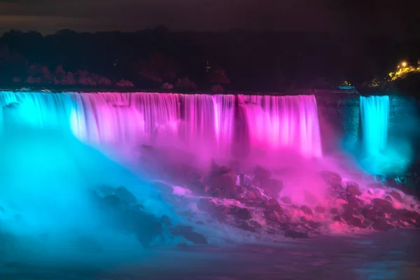 Kanadische Seitenansicht Der Niagarafälle American Falls Bei Nacht Niagarafällen Ontario — Stockfoto