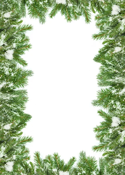Kerst Achtergrond Met Sneeuw Geïsoleerd Wit — Stockfoto