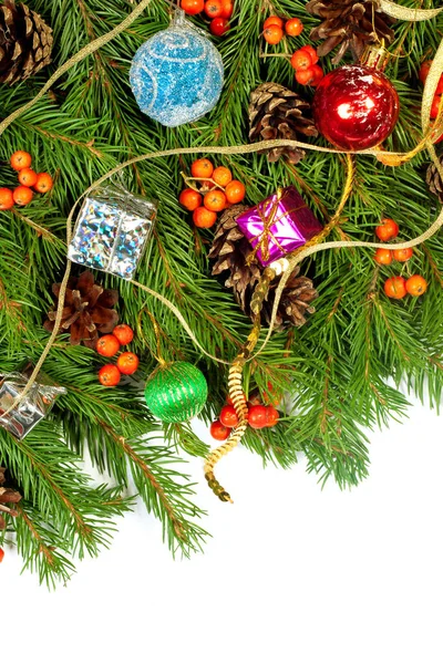 Christmas Background Balls Decorations Isolated White Background — Stock Photo, Image