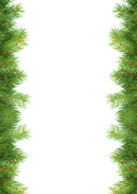 Beyaz arkaplanda izole edilmiş Noel yeşili çerçeve