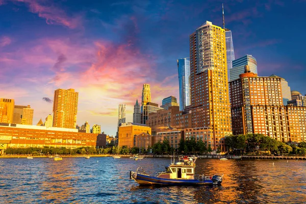Panoramiczny Widok Centrum Manhattanu Rzekę Hudson Nowym Jorku Usa — Zdjęcie stockowe