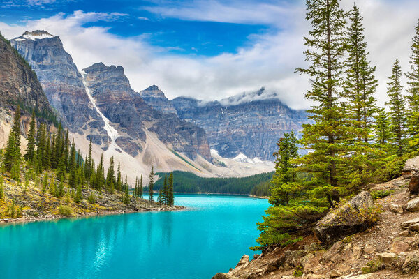 Panoramic view of Lake Moraine, Banff National Park Of Canada