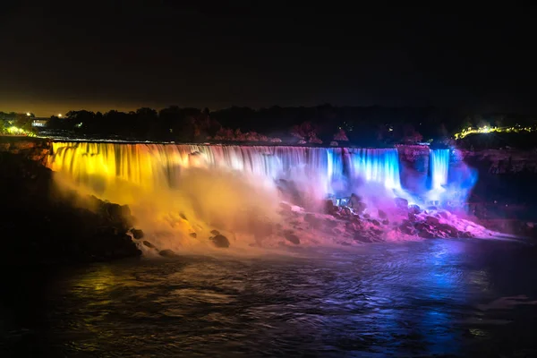 Canadian Side View Niagara Falls American Falls Night Niagara Falls — Stock Photo, Image