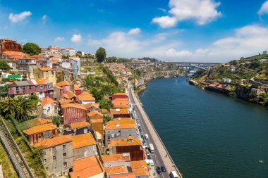 Güzel yaz gün, Portekiz Porto panoramik havadan görünümü