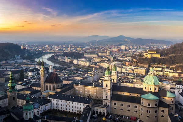 Panoramic Aerial View Salzburg Cathedral Austria Beautiful Day — Stock Photo, Image