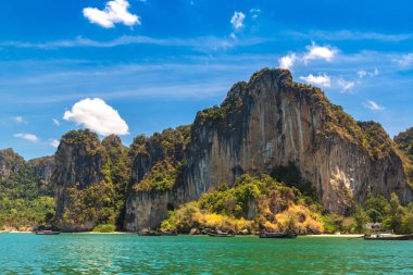 Krabi, Ao Nang, Tayland 'daki Tropikal Railay Plajı