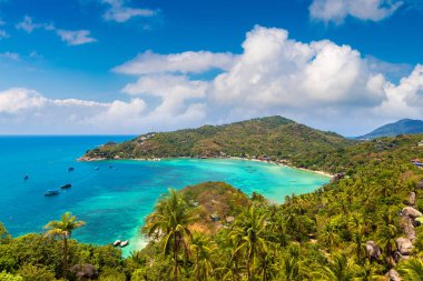 Tayland 'daki Koh Tao adasının panoramik hava manzarası