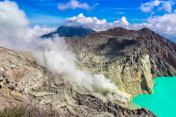 Panoramautsikt Krater Aktiv Vulkan Ijen Java Indonesien — Stockfoto