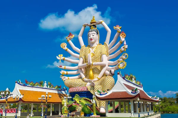 Socha Šivy Chrámu Wat Plai Laem Samui Thajsko Letním Dni — Stock fotografie