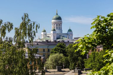 Güzel yaz gün, Finlandiya Helsinki panoramik havadan görünümü