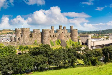Conwy Castle bir güzel yaz günü, İngiltere, Birleşik Krallık, Galler'deki