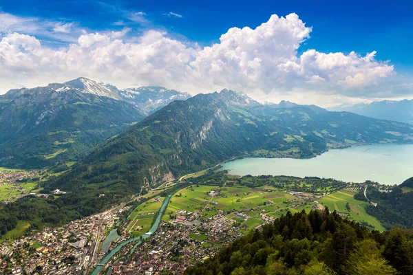 Panoramic View Interlaken Beautiful Summer Day Switzerland — Stock Photo, Image