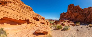 Güneşli bir günde, Ateş Vadisi Parkı Panoraması, Nevada, ABD