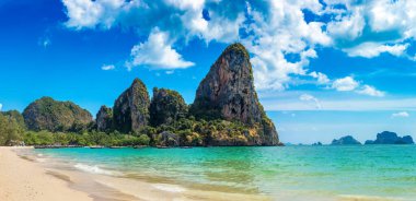 Panorama of  Tropical Railay Beach in Krabi, Ao Nang, Thailand