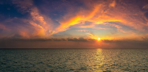 Panorama Beautiful Tropical Sunset Sea Summer Evening — Stock Photo, Image