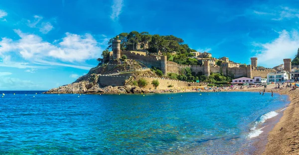 Strand Tossa Mar Und Festung Einem Schönen Sommertag Costa Brava — Stockfoto