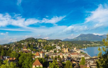 Lucerne panoramik havadan görünümü içinde bir güzel yaz gün, İsviçre
