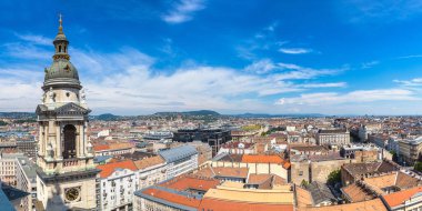 St. Stephen Bazilikası Macaristan ve Budapeşte panoramik bir güzel yaz gün