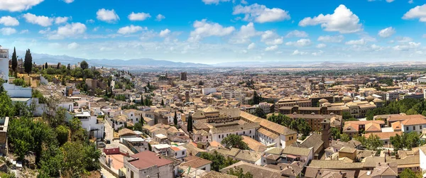 Panorama Flygfoto Över Granada Vacker Sommardag Spanien — Stockfoto