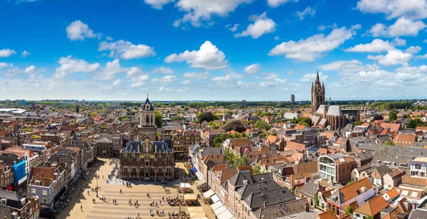 Panorama Flygfoto Över Delft Vacker Sommardag Nederländerna — Stockfoto
