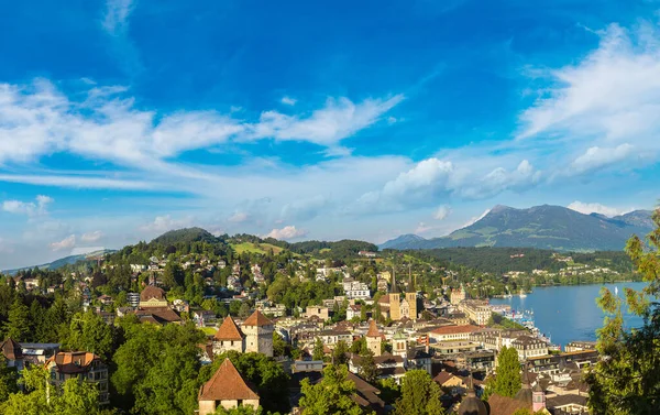 Vista Aerea Panoramica Lucerna Una Bella Giornata Estiva Svizzera — Foto Stock